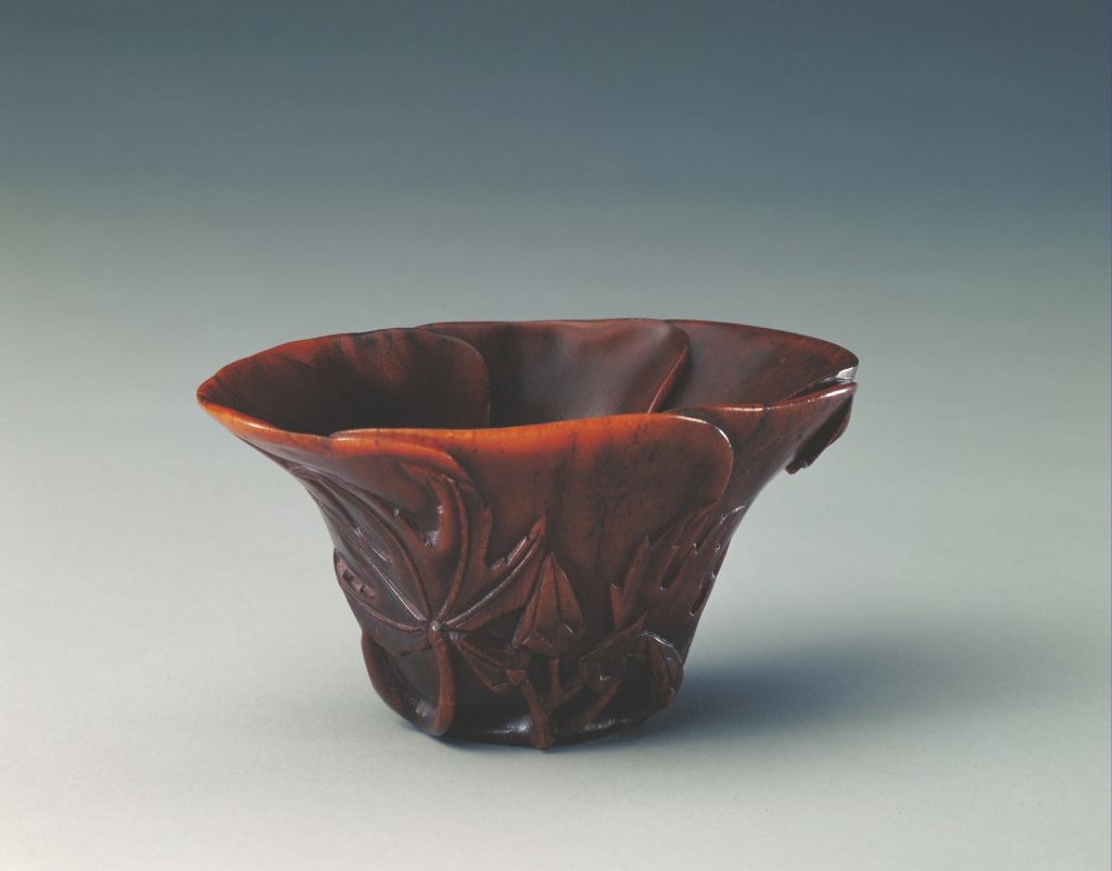 图片[1]-Rhinoceros horn carved okra cup-China Archive